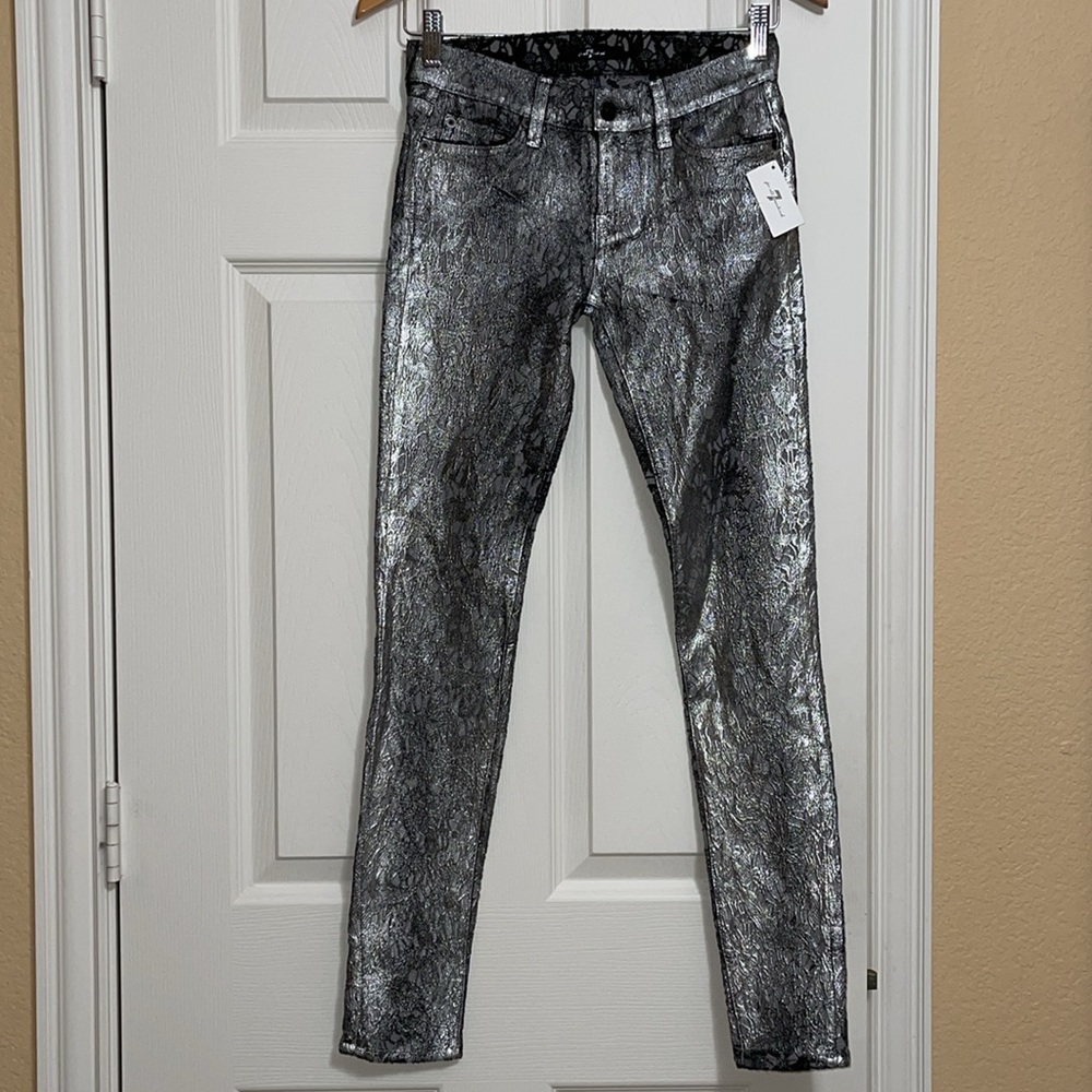 7 for All Mankind Silver Lace Jeans